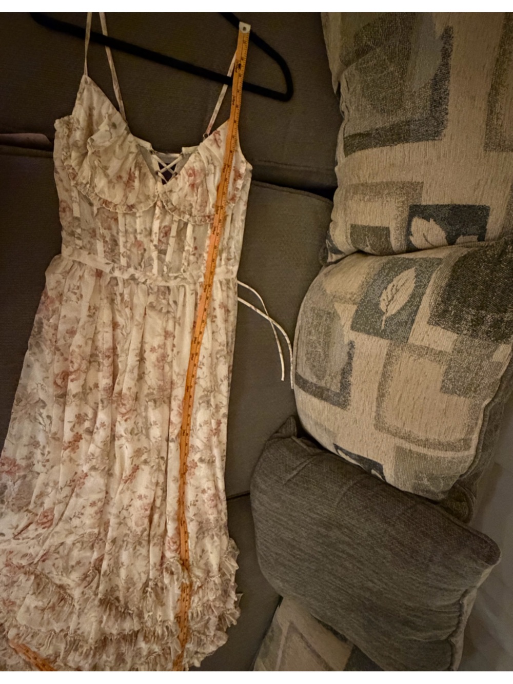 V. Chapman Floral Corset Maxi Dress Lace Up Back Ruffle Hem Size 8 NWT - Picture 16 of 17